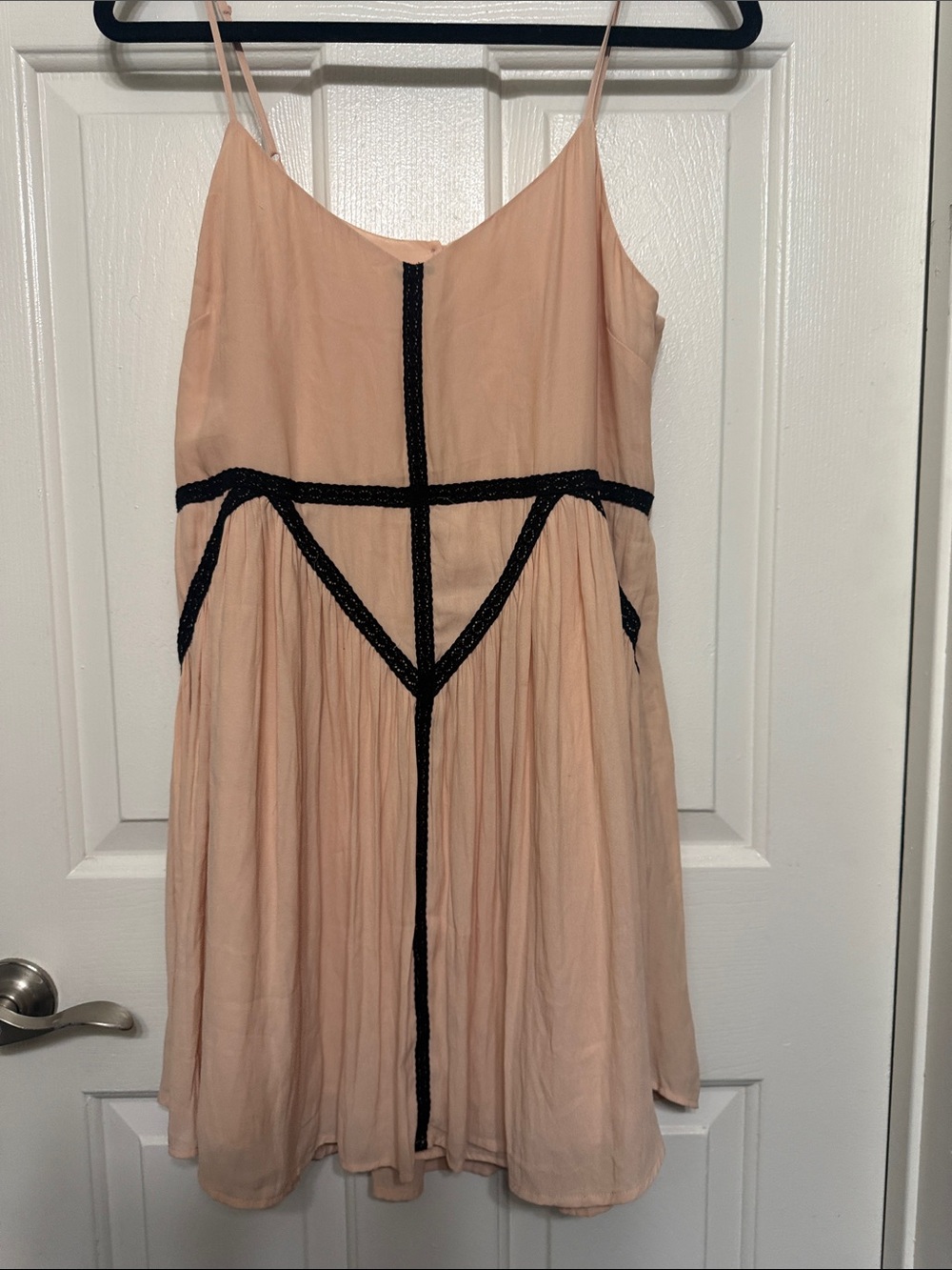Peach Spaghetti Strap Dress with Black Trim